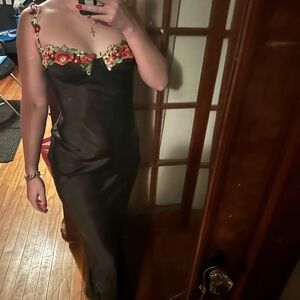 NWT Princess Polly Kenzie Black Dress with Floral Accents